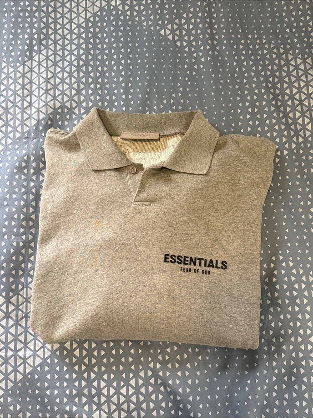 Essentials Men's Gray Polo Sweatshirt with Chest Logo